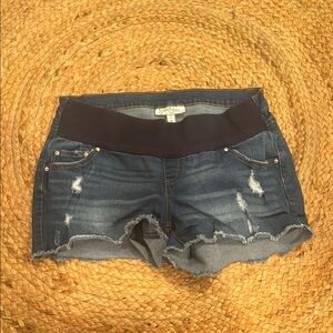 Jessica Simpson Maternity: Blue Jean Shorts with Elastic Waistband